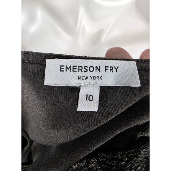 Emerson Fry New York Textured Geometric Racerback Shift Dress Black Tan Size 10 - Picture 6 of 7